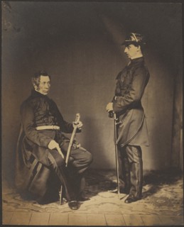 Lt. Gen. Sir Burgoyne, G.C.B. Seated in Dress Uniform with Aide to his Right, 1855. Creator: Roger Fenton.