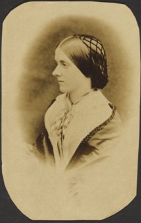 Portrait of woman wearing snood, about 1855-1869. Creator: Unknown.