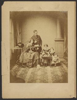 Portrait of man, woman, and children, about 1859. Creator: Unknown.