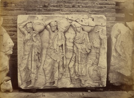 Athens - sculptural fragment, Parthenon frieze, 1865. Creator: Konstantinos Dimitriou.