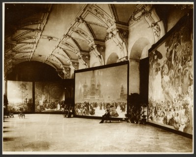 Self-Portrait of Alphonse-Marie Mucha at the First Exhibition of the \Slavs Epic\ at...about 1980. Creator: Alphonse Mucha.
