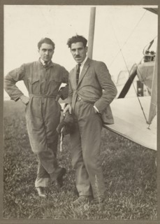 Portrait of two men by plane, 1915-1930. Creator: Fédèle Azari.