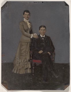Portrait of young couple, 1860s-1880s. Creator: Unknown.
