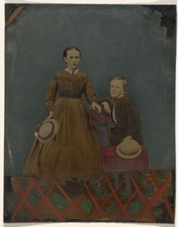 Portrait of young boy and girl, 1860s-1880s. Creator: Unknown.
