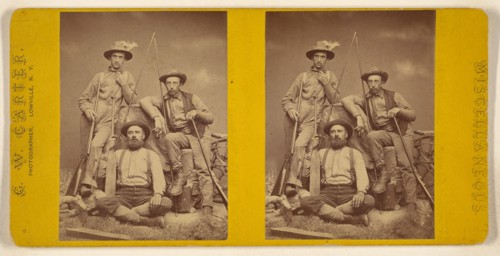 Posed portrait of three farmers, about 1870. Creator: George W Carter.