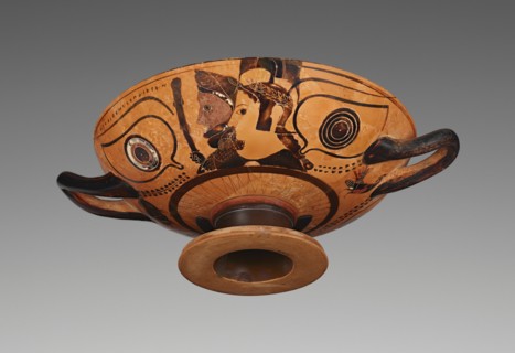 Attic Black-Figure Eye Cup, about 530 BC. Creators: Villa Giulia Painter, Nikosthenes.