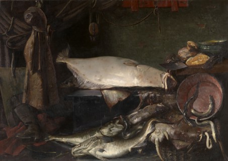 Still Life with Fish, 1888. Creator: Edouard Chappel.