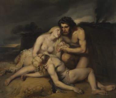 Adam and Eve Discover the Dead Body of Abel, 1843. Creator: Edward Dujardin.