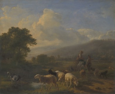 Shepherds with Sheep in a Mountainous Landscape, late 18th-early 19th century. Creator: Balthasar Paul Ommeganck.