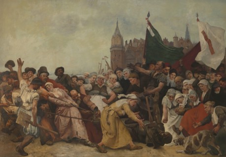 The Shattered Statue of the Duke of Alva Being Dragged Through the Streets, 1888. Creator: Charles Verlat.