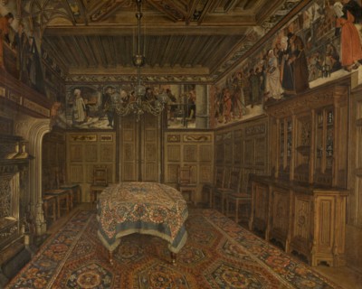 The Dining Room at the Home of the Artist Henri Leys, 1869. Creator: Henri Jean Augustin de Braekeleer.