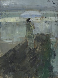 Lady at the Breakwater, 1880. Creator: James Ensor.