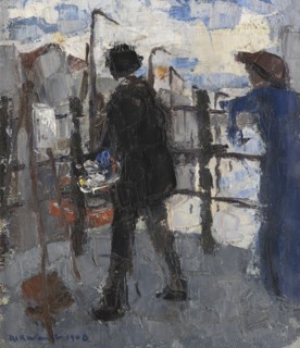 The Painter on the Hoogbrug in Mechelen, 1908. Creator: Rik Wouters.