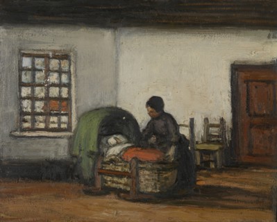 Interior with Cradle, c1900-1920. Creator: Jakob Smits.
