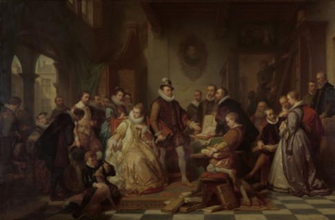 The Archdukes Albert and Isabella Visit the Printer Plantin, c1600s, (c1860s.) Creator: Nicaise de Keyser.
