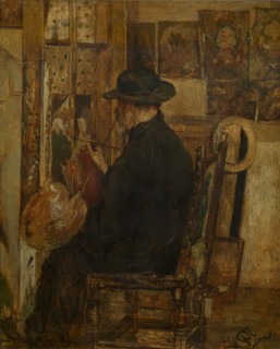 Willem Linnig I, the Painter's Father in his Studio, 1875. Creator: Willem Linnig II.