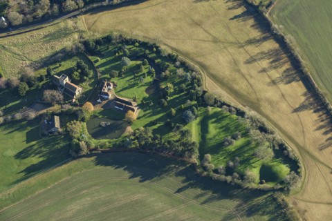 The Hills, the earthwork remains of a castle, homestead moat and church, Bedfordshire, 2022. Creator: Damian Grady.