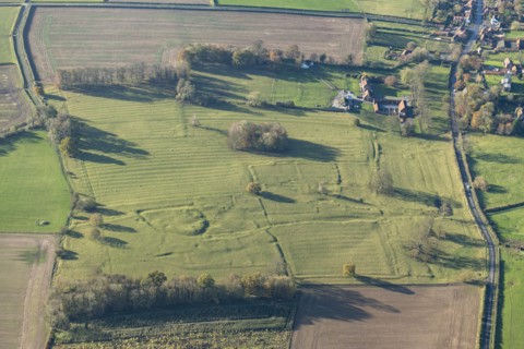 Medieval moated site, ridge and furrow and other earthworks, Etton, East Riding of Yorkshire, 2023. Creator: Robyn Andrews.