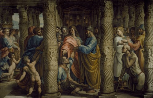 Peter and John curing the Lame Man, 1729-31. Creator: Sir James Thornhill.