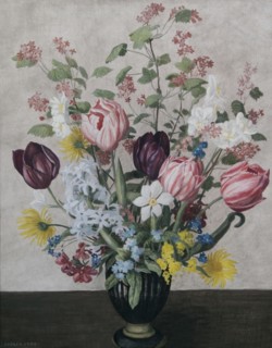 Flowers in a Black Vase, c1940. Creator: Evelyn Ince.