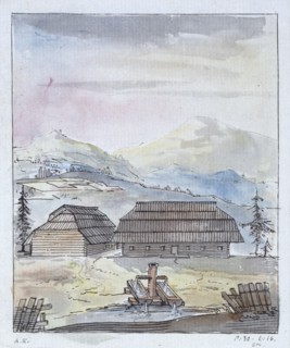 Timber Buildings in the Forests of Southern Germany, 1786.  Creator: Elias Martin.