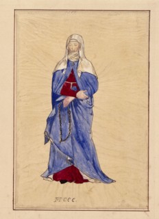 Tracing of a medieval Milanese noblewoman, pre-1849.  Creator: John Everett Millais.