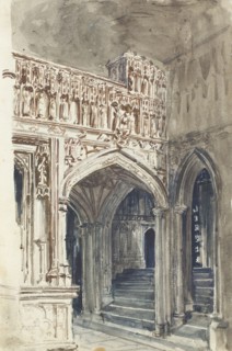 Church interior, possibly Westminster Abbey, c1830-1880. Creator: Solomon Alexander Hart.