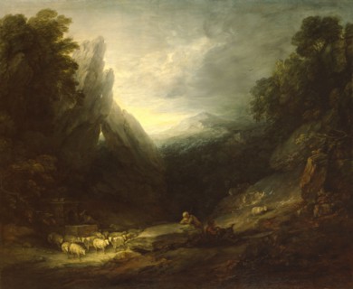Romantic Landscape with Sheep at a Spring, c1783. Creator: Thomas Gainsborough.