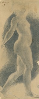 Standing female nude viewed from the right, (c1800?). Creator: Thomas Stothard.