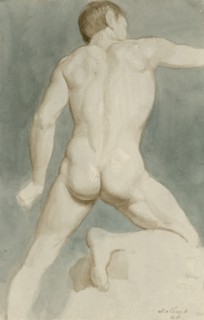 Standing male nude viewed from the back, (c1800?). Creator: Thomas Stothard.
