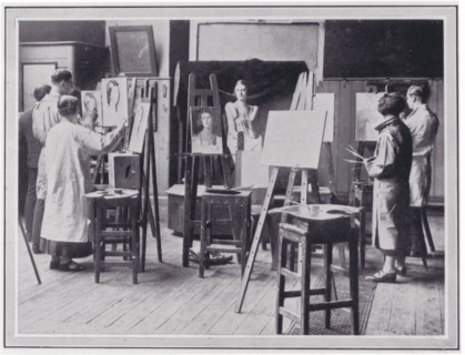 Photo from 'The Sphere' in the women's Large Life Room of a group of students working from..., c1925 Creator: Unknown.