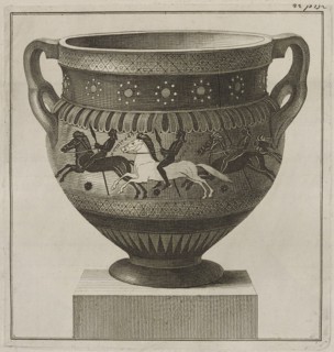 The Hunt Krater: detailed view showing three galloping horsemen, 1766 [-1767].  Creator: Unknown.