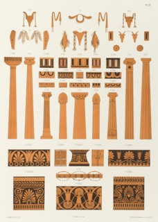 Offrandes, colonnes, stèles et ornements divers tirés de vases peints, 1846.  Creator: Franz Kellerhoven.