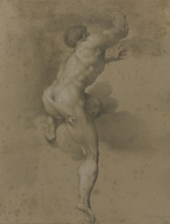 Male nude, after a figure in Michelangelo's 'Last Judgement', 1772. Creator: James Nevay.