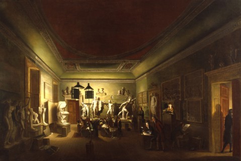 The Antique School of the Royal Academy at New Somerset House, 1780-83. Creator: Johan Zoffany.