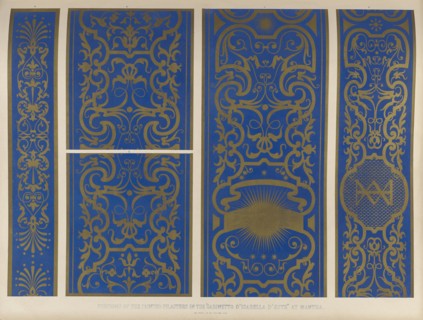 Portion of the painted pilasters in the 'Gabinetto d'Isabella d'Este' at Mantua, 1850.  Creator: Ludwig Gruner.