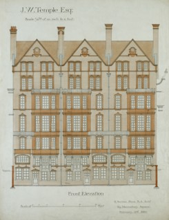 Design for Nos 9-11 Chelsea Embankment, London SW3: front elevation, 2 February 1880. Creator: Richard Norman Shaw.