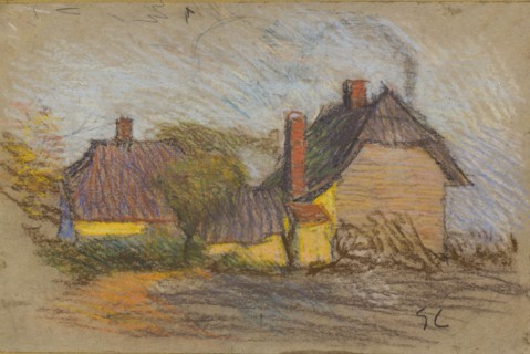 Study of cottages, c1875-1944. Creator: George Clausen.