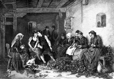 Hop-Picking in Germany, by Rudolph Hirth, 1872. Creator: Unknown.