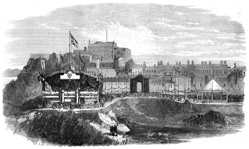 Laying the foundation-stone of new harbour works at Jersey, 1872. Creator: Unknown.