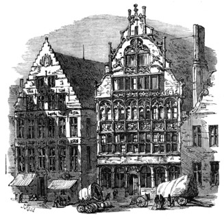 Ancient houses on the quay, Ghent, 1872. Creator: Unknown.