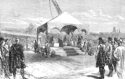 The Queen laying the foundation-stone of a monument to the late Duchess of Sutherland..., 1872. Creator: Unknown.