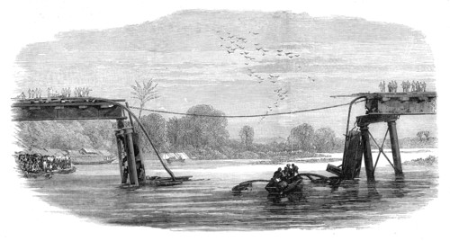 Railway bridge destroyed by floods in Ceylon, 1872. Creator: Unknown.