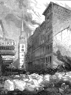 The Great Fire at Boston: Washington-Street, looking towards the Old South Church, 1872. Creator: Unknown.