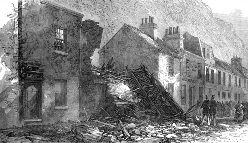 Houses destroyed at Dover by the fall of a cliff, 1872. Creator: Unknown.