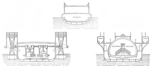 Sections of the Bessemer saloon-steamer, 1872. Creator: Unknown.
