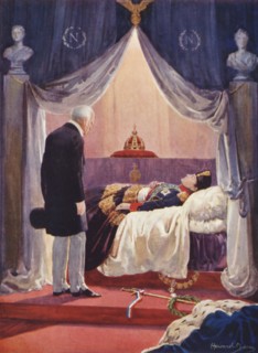 'The Duke of Wellington Visiting the Effigy of Napoleon', 1925. Creator: Howard Davie.