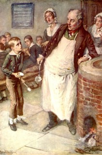 'Oliver Twist Asks For More', c1900.  Creator: Harold Copping.