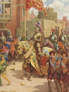 'Sir Philip Sidney at the Tournament in Whitehall', c1929.  Creators: Howard Davie, Harry Payne.