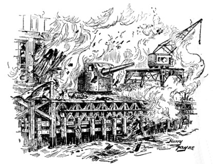 'One After Another The Buildings Burst Into Flames', c1929.  Creators: Howard Davie, Harry Payne.